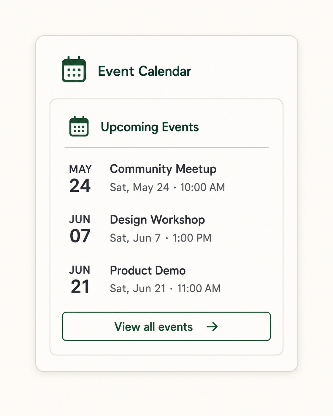 Event Calendar Widget