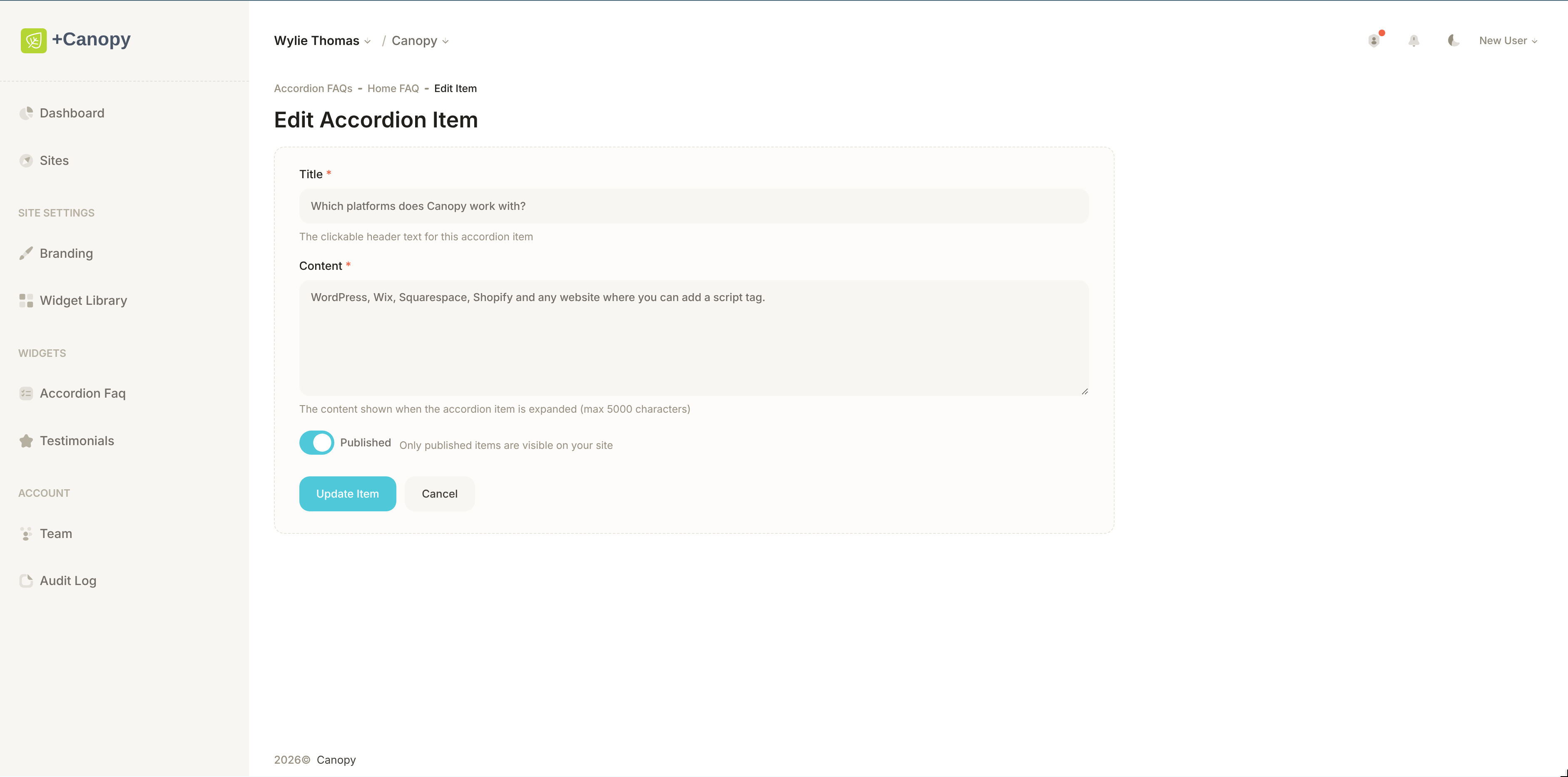 Accordion FAQ Widget demo 2