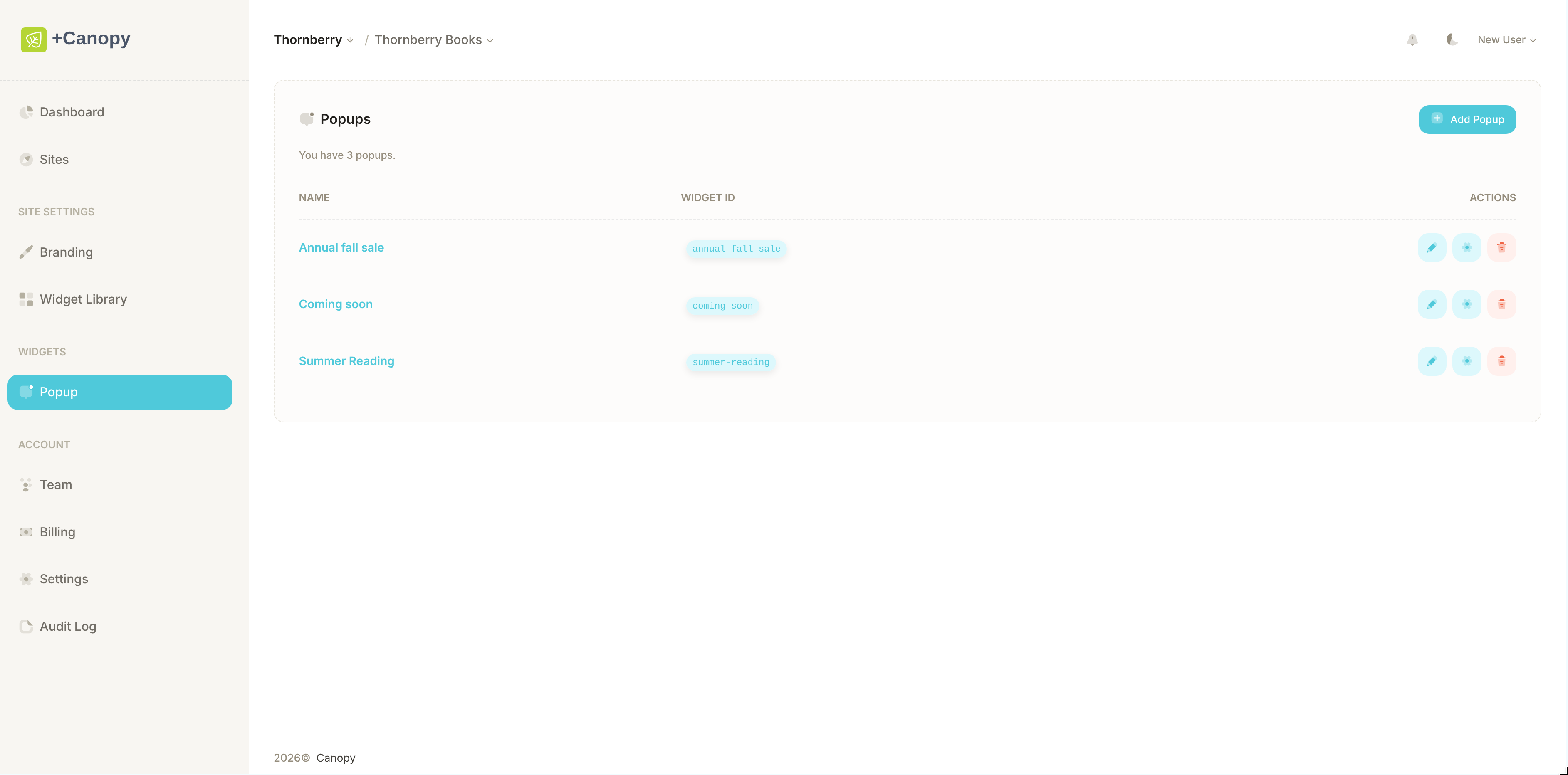 Popup Widget demo 1