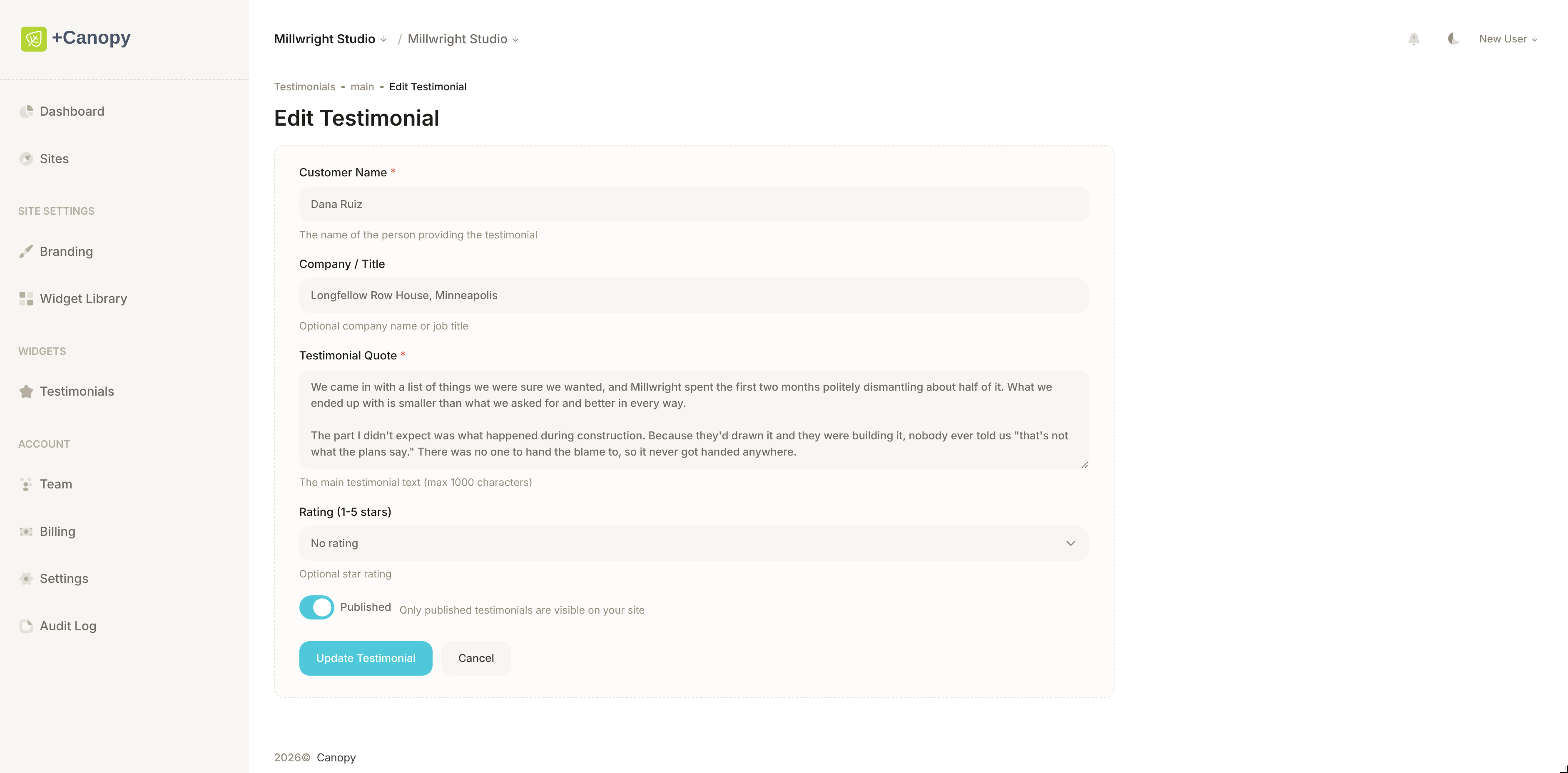 Testimonials Widget demo 2